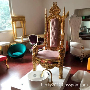 wholesale luxury wooden gold antique throne pedicure chairs